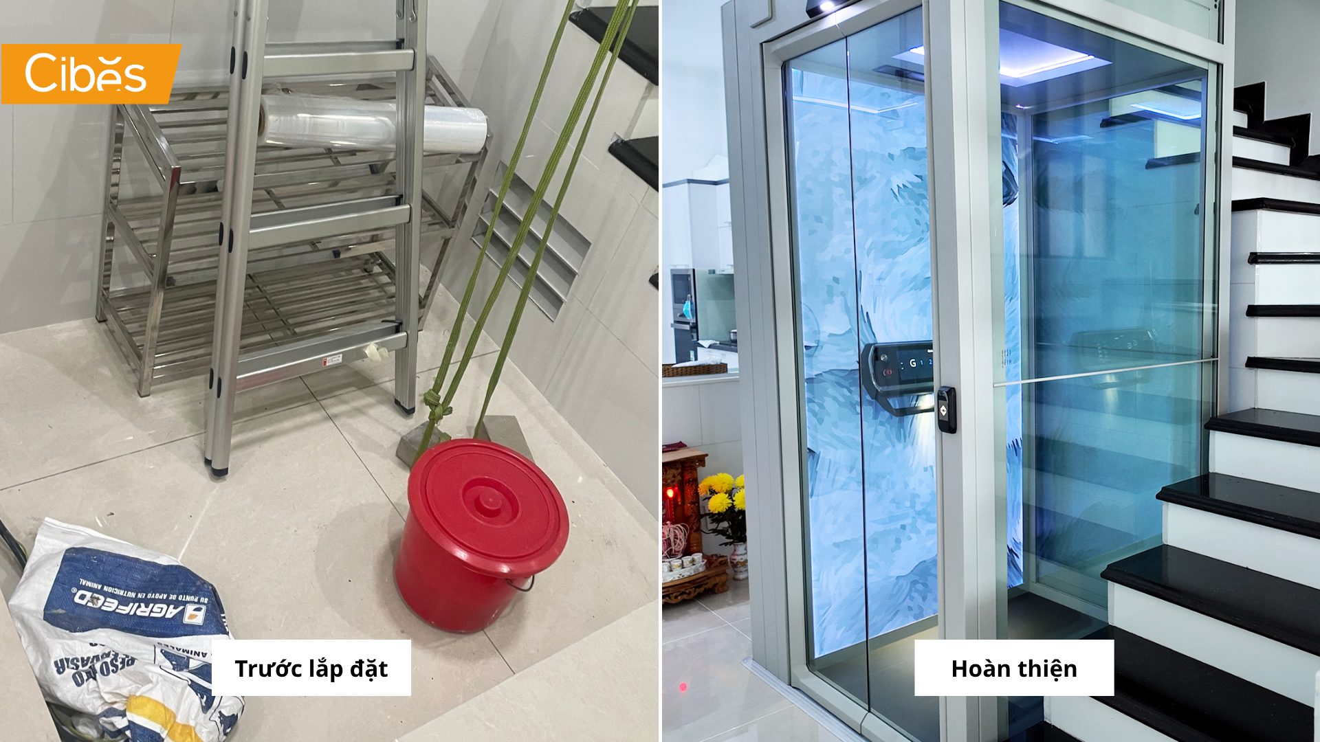 Lắp đặt thang máy khung kính V90 Galaxy cho công trình tại phường Xóm Chiếu